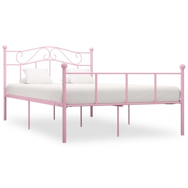 Estructura de cama de metal rosa 140x200 cm D