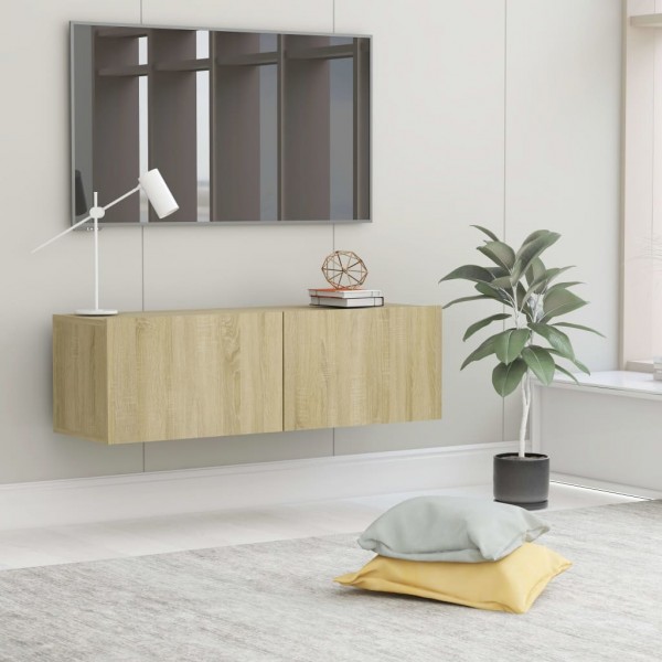 Mueble para TV madera contrachapada color roble 100x30x30 cm D