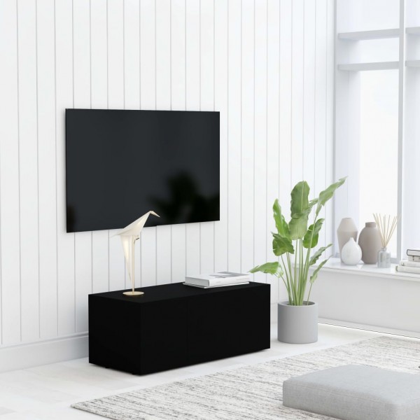 Mueble para TV madera contrachapada negro 80x34x30 cm D