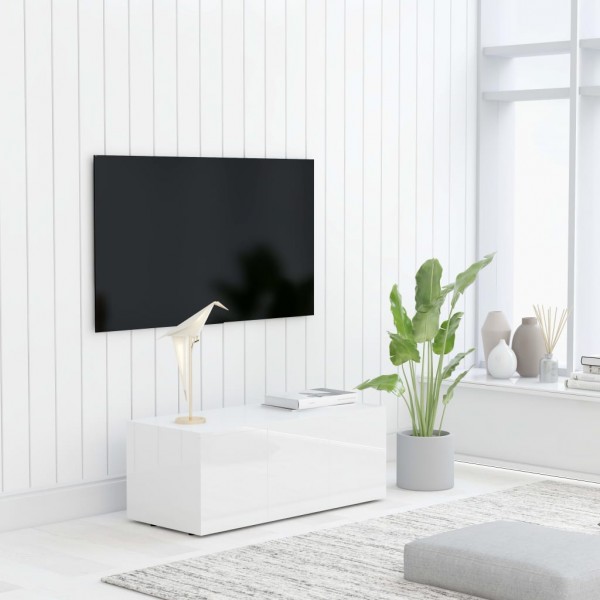 Móvel de televisão madeira revestida branco brilhante 80x34x30 cm D