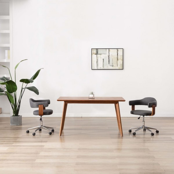 Sillas de comedor giratorias 2 uds madera curvada y tela gris Sillas de comedor giratorias 2 uds madera curvada y tela gris D