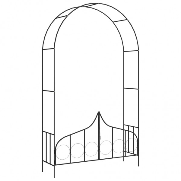Arco de jardín con puerta hierro negro 138x40x238 cm D