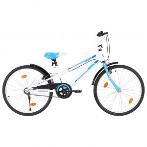 Bicicleta de niño 24 pulgadas azul y blanca D