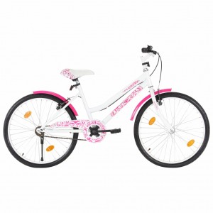 Bicicleta de criança 24 polegadas rosa e branco D