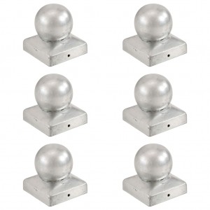 Tampas de poste 6 peças em metal galvanizado com extremidade globo 71x71 mm D