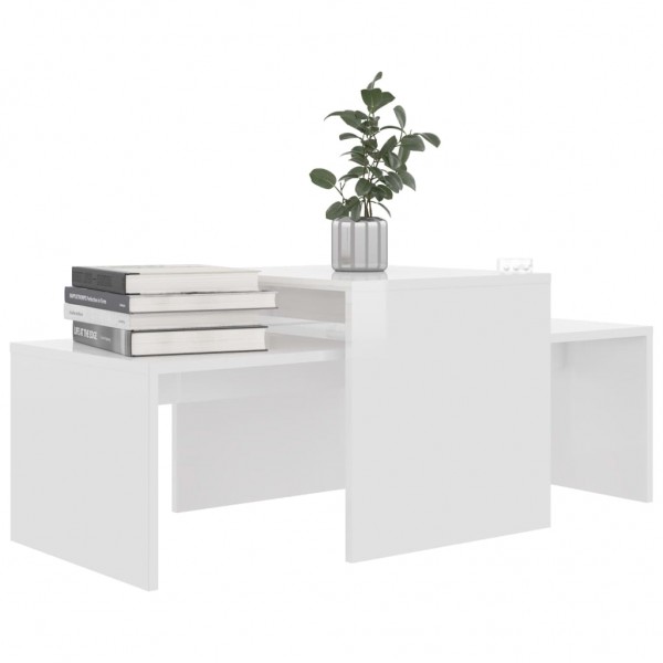 Mesa de centro madera contrachapada blanco brillo 100x48x40 cm D