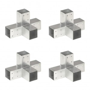 Postes conectores em X 4 peças metal galvanizado 71x71 mm D