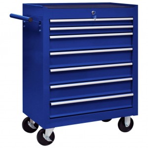 Carrito caja de herramientas 7 cajones azul D