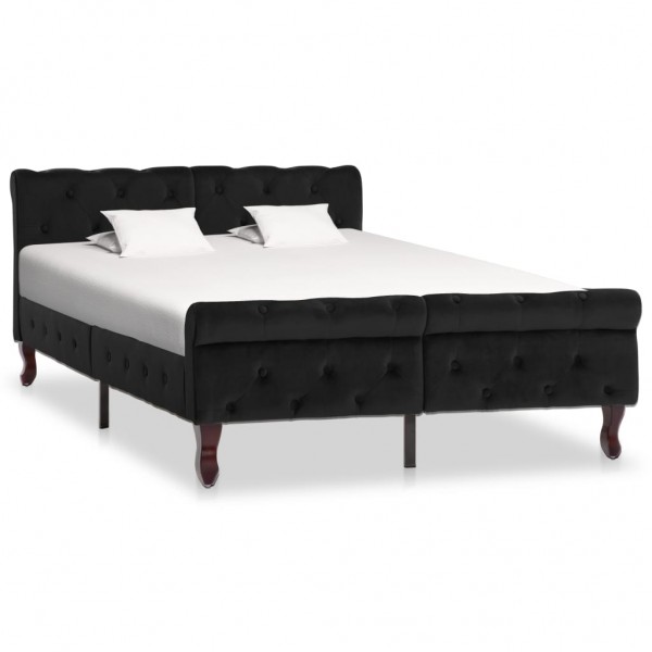 Estructura de cama de terciopelo negro 120x200 cm D