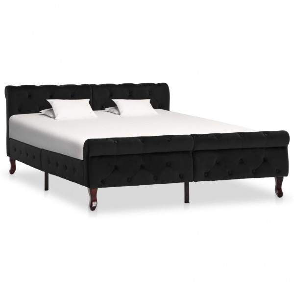 Estructura de cama de terciopelo negro 140x200 cm D