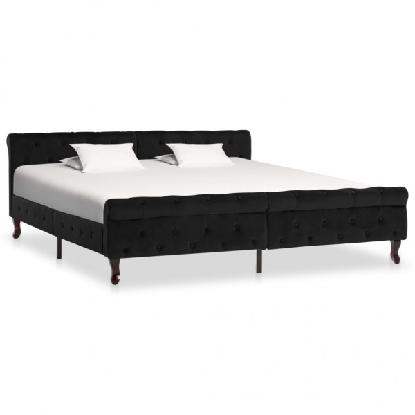 Estructura de cama de terciopelo negro 180x200 cm D