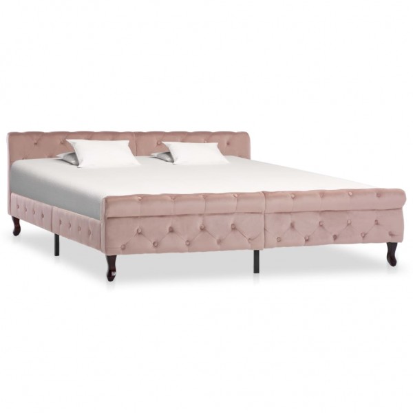 Estrutura de cama de veludo rosa 180x200 cm D