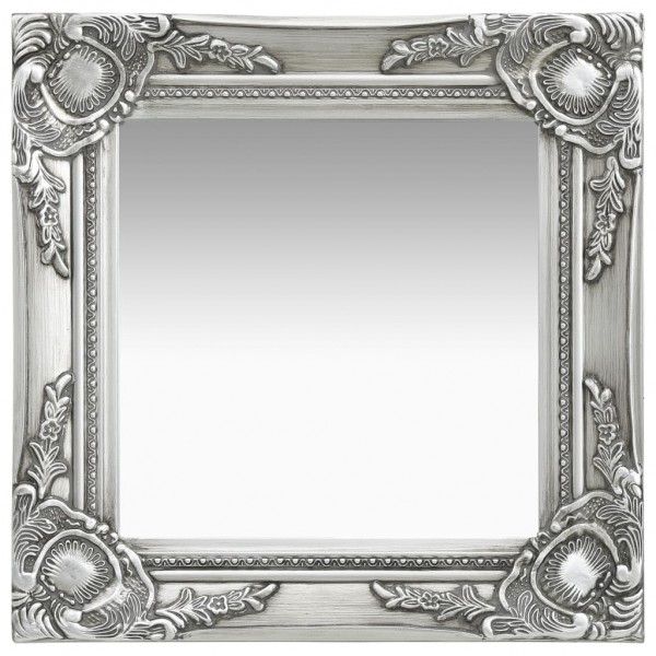 Espejo de pared estilo barroco plateado 40x40 cm D
