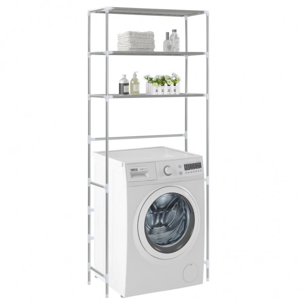Estante sobre a máquina de lavar roupa 3 níveis prata 69x28x169 cm D