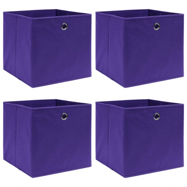 Caixas de armazenamento 4 x tecido roxo 32 x 32 x 32 cm D