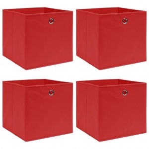 Caixas de armazenamento 4 peças tecido vermelho 32x32x32 cm D