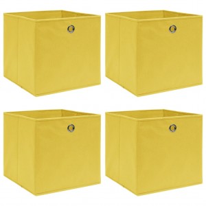 Cajas de almacenaje 4 uds tela amarillo 32x32x32 cm D