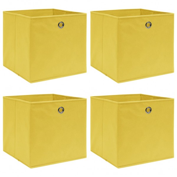 Cajas de almacenaje 4 uds tela amarillo 32x32x32 cm D