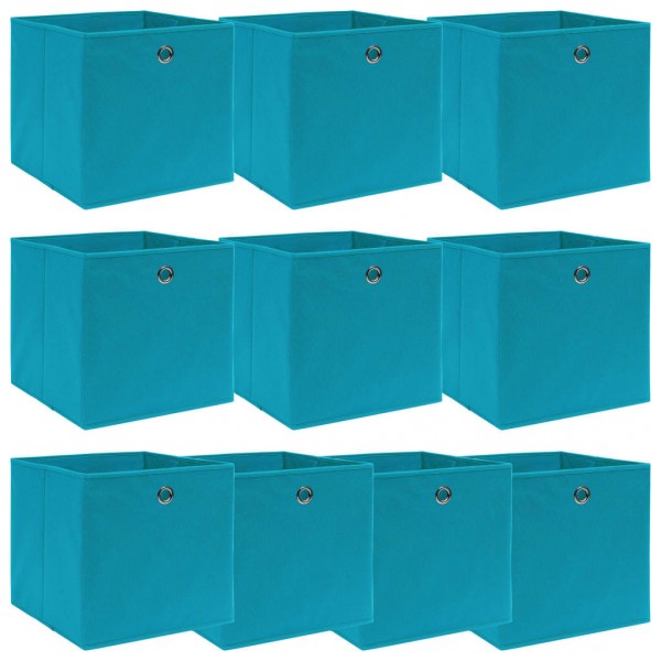 Cajas de almacenaje 10 uds tela azul celeste 32x32x32 cm D