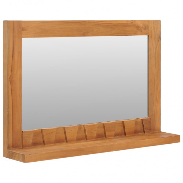 Espelho de parede com estante madeira maciça de teca 60x12x40 cm D