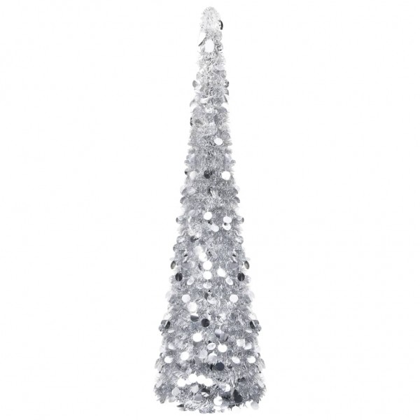 Árbol de Navidad artificial emergente PET plateado 180 cm D