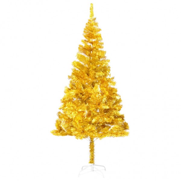 Árbol de Navidad artificial con soporte dorado PET 210 cm D