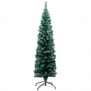 Árbol de Navidad artificial delgado y soporte PVC verde 150 cm D