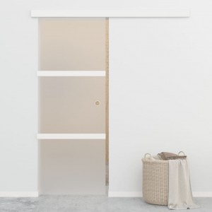 Puerta corredera con topes suaves vidrio ESG aluminio 76x205 cm D