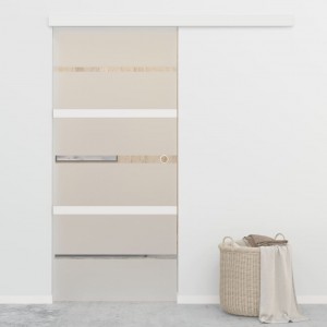 Puerta corredera con tope suave vidrio ESG y aluminio 90x205 cm D