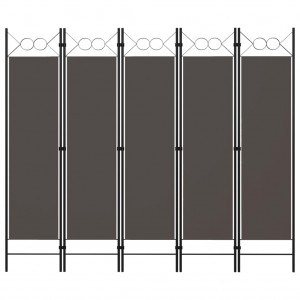 Biombo divisor de 5 painéis cinza-antracita 200x180 cm D