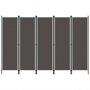 Biombo divisor de 5 painéis cinza-antracita 250x180 cm D