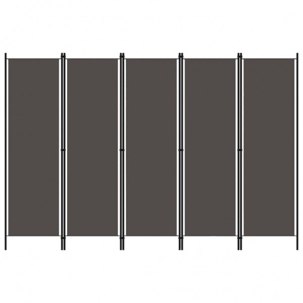 Biombo divisor de 5 painéis cinza-antracita 250x180 cm D
