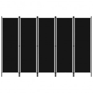 Biombo divisor de 5 paneles negro 250x180 cm D