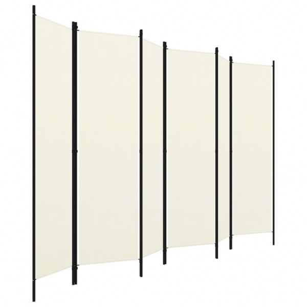 Biombo divisor de 6 paneles blanco crema 300x180 cm M 3