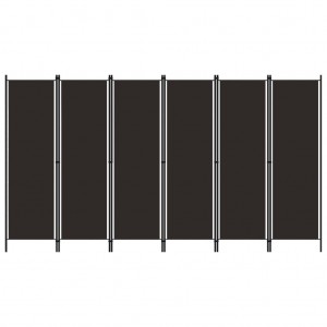 Biombo divisor de 6 paneles marrón 300x180 cm D