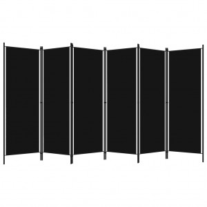 Biombo divisor de 6 painéis preto 300x180 cm D