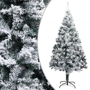 Árbol de Navidad artificial verde con nieve 210 cm D