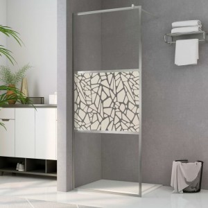 Mampara de ducha accesible vidrio ESG diseño piedras 80x195 cm D