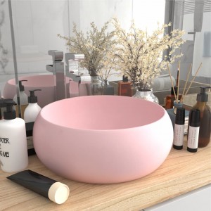 Lavabo de luxo redondo cerâmica rosa mate 40x15 cm D