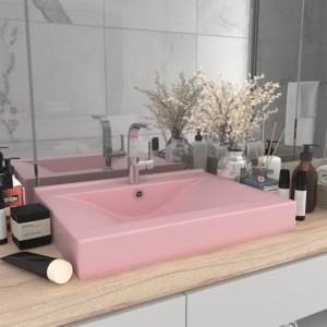 Lavabo de luxo com torneira cerâmica 60x46 cm rosa mate D