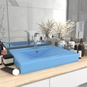 Lavabo de luxo com torneira cerâmica 60x46 cm azul claro D