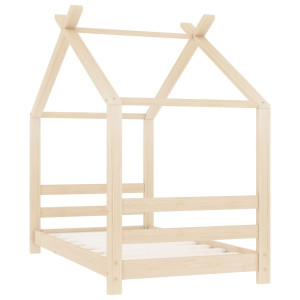 Estructura de cama infantil de madera maciza de pino 70x140 cm H