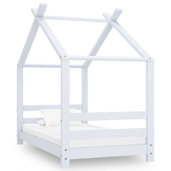 Estrutura da cama infantil madeira maciça pinho branco 70x140 cm D