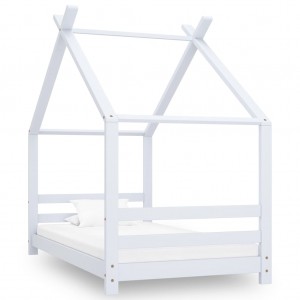 Estructura de cama infantil madera maciza pino blanco 80x160 cm D