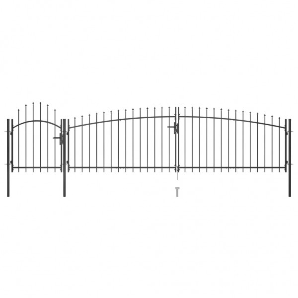 Puerta de valla de jardín con punta de lanza 5x1.5 m negro D