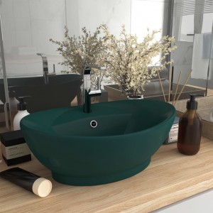 Lavabo luxuoso com recheio cerâmico verde escuro 58.5x39 cm D