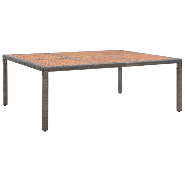 Mesa de jardín ratán PE y madera de acacia gris 200x150x74 cm D