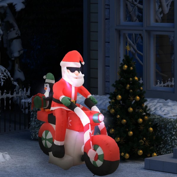 Papá Noel inflable navideño en moto LED IP44 160 cm D
