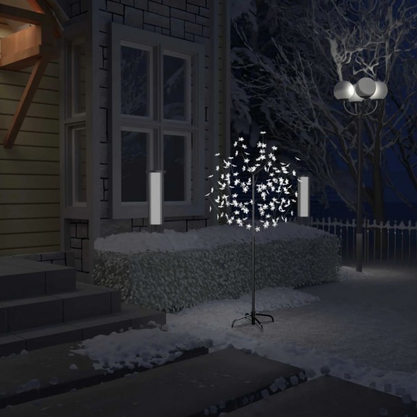 Árbol de Navidad 120 LEDs blanco frío flores de cerezo 150 cm D