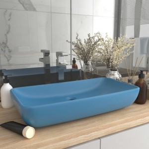 Lavabo de luxo cerâmico retangular azul claro mate 71x38 cm D